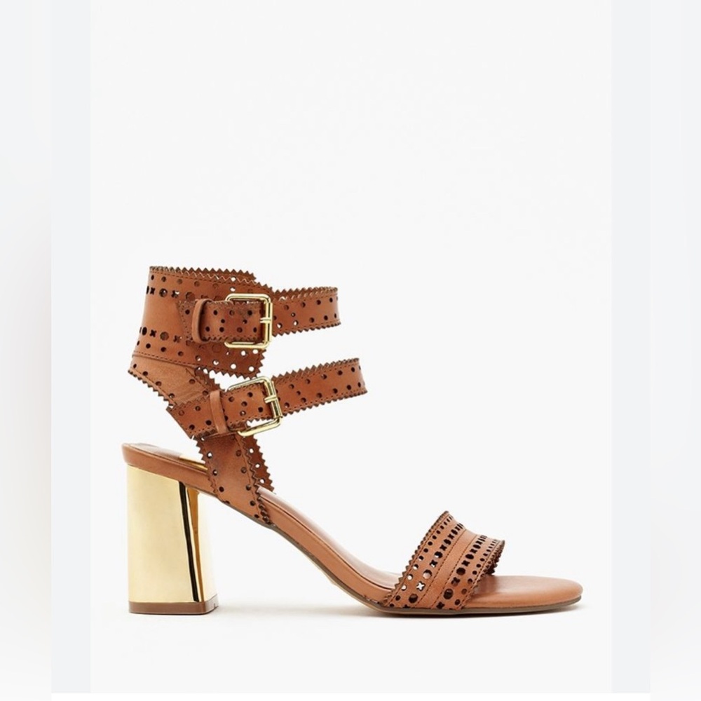 Dolce Vita Brown Sandals with Gold Heel